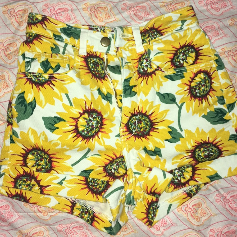 American Apparel sunflower printed shorts
